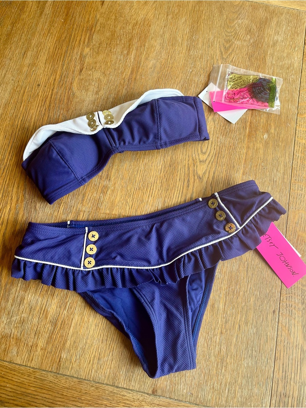 NWT Betsey Johnson navy sailor nautical y2k bikini set